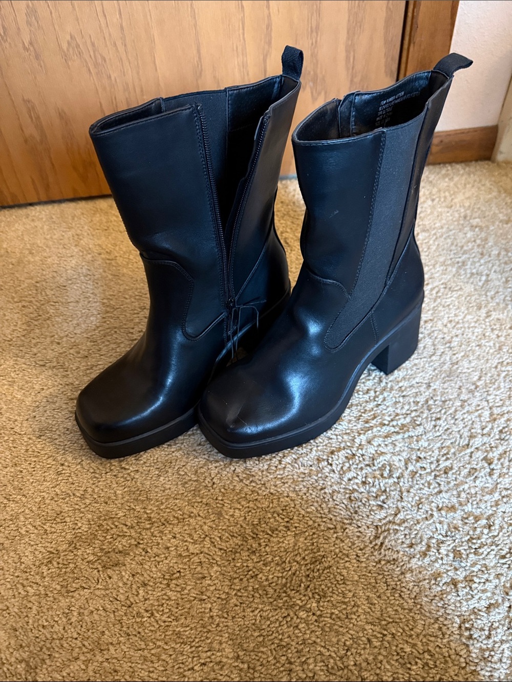 torrid Black Chunky Platform Mid-Calf Heeled Boots